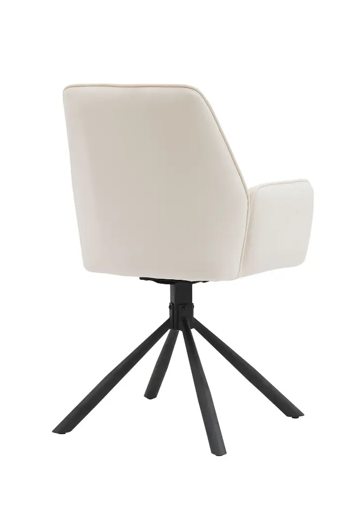 Eetkamerstoel BARCELONA 180 graden draaibaar beige velvet stof acherkant