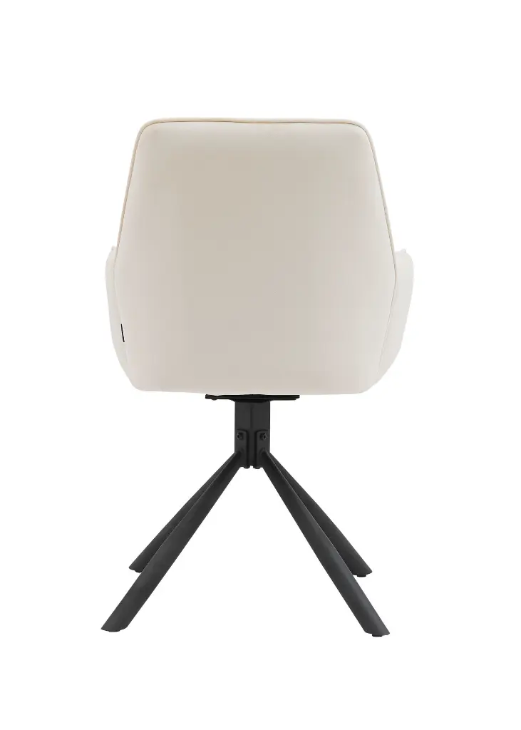 Eetkamerstoel BARCELONA 180 graden draaibaar beige velvet stof achterkant