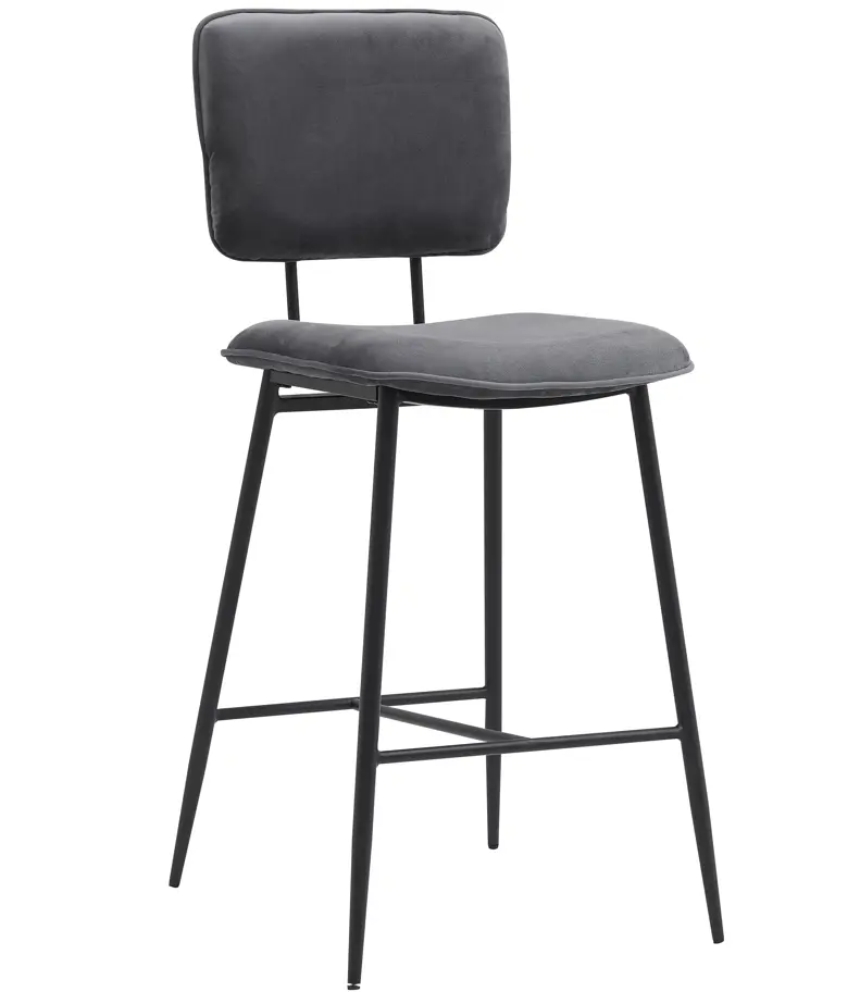 Barkruk BERLIJN grijs velvet stof