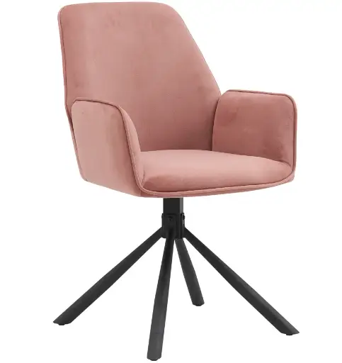 Eetkamerstoel BARCELONA 180 graden draaibaar roze velvet stof 