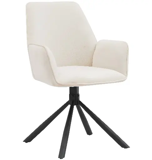 Eetkamerstoel BARCELONA 180 graden draaibaar beige velvet stof 