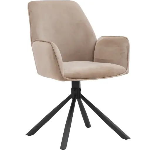 Eetkamerstoel BARCELONA 180 graden draaibaar taupe velvet stof